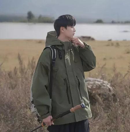 Jaqueta masculina vintage à prova de vento, jaqueta ao ar livre estilo montanha americana funcional casaco de trabalho primavera japão retrô streetwear