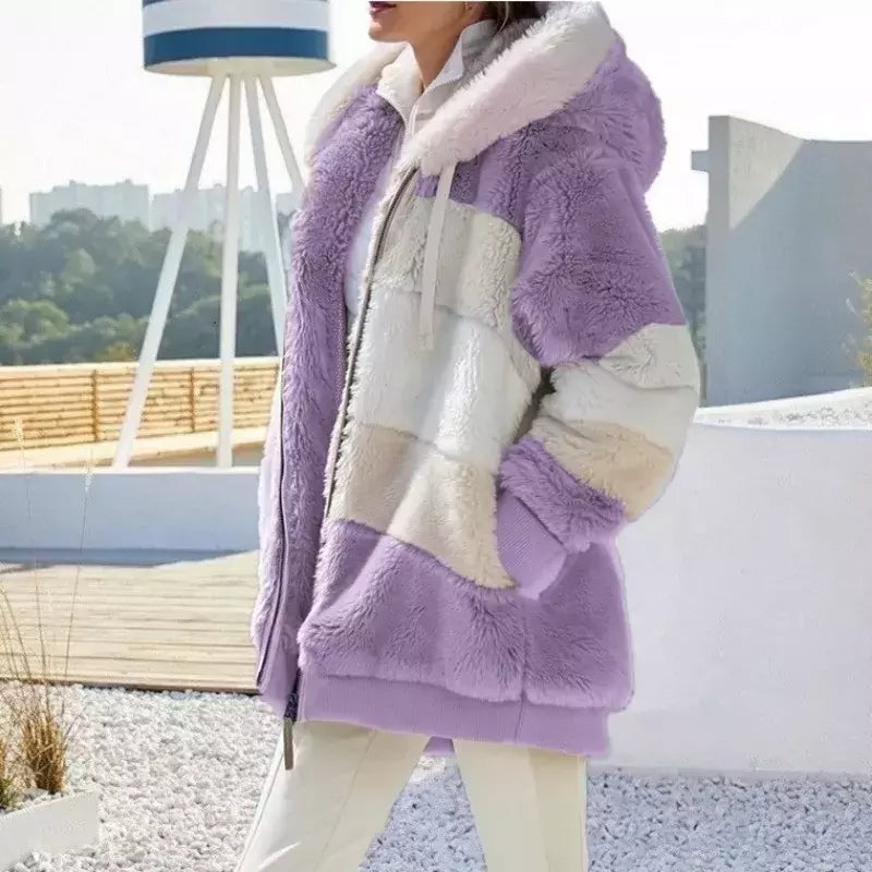 Casaco de capuz extragrande feminino com bolsos macios, streetwear quente, casaco solto, Lady Outerwear, outono, inverno, novo, 2023