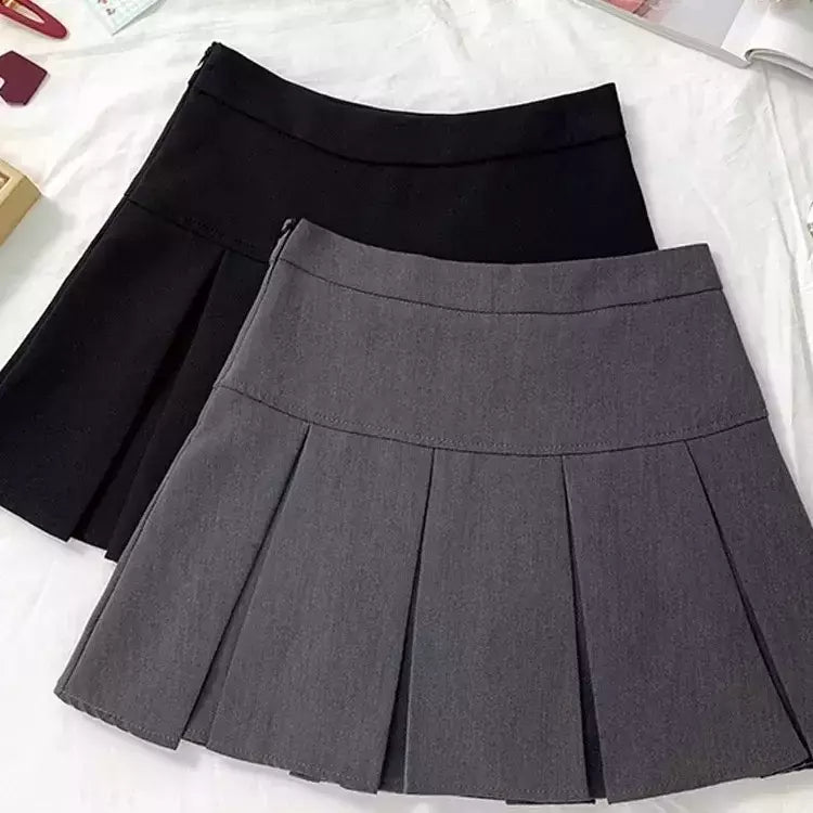 Mini vestido de cintura alta feminino, Cinza, Emagrecimento, Versátil, Anti-Exposição, Saia Linha A, Design, Sentido, Primavera, Outono, Novo, 2022