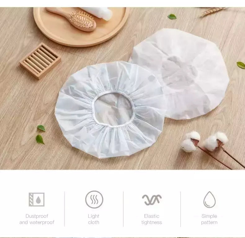 Touca de banho impermeável para mulheres e homens, tampa de cabelo seco, banho, anti-óleo, fumaça, cuidados com os cabelos, casa, 5pcs