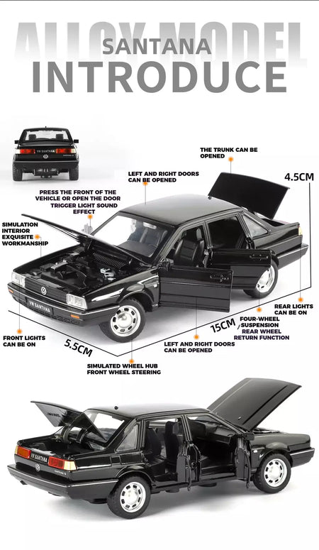 1:32 volkswagen santana liga de metal modelo fundido carro som & luz puxar para trás alta simulação carro de brinquedo das crianças presentes aniversário
