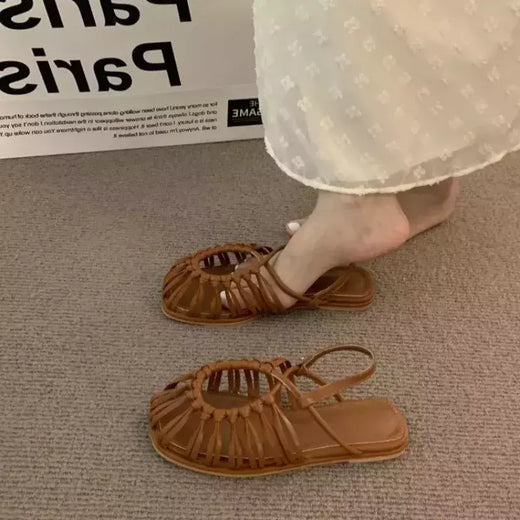 Sapatos de toe quadrado slip-on para mulheres, Slingback Flats, sólidos, planos, saltos baixos, diário, moda, feminino, 2024