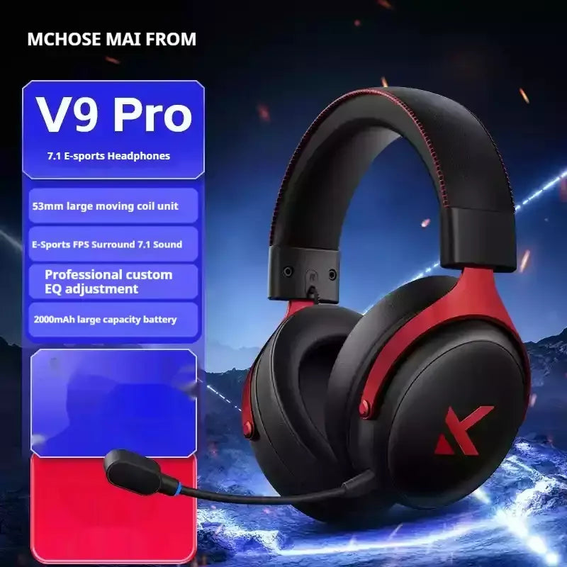 Original mchoose v9 pro personalizado gaming fone de ouvido tri-mode esports fones de ouvido hi-res música ativo redução de ruído fones de ouvido pc