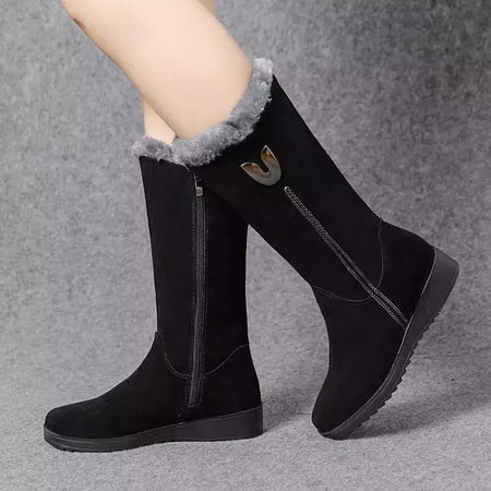 Botas de inverno de alta qualidade botas de inverno para mulheres 2022 botas de inverno para mulheres grossas meados de bezerro de pelúcia botas planas de neve zip moda botas de mujer