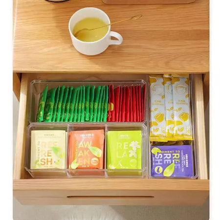 Transparente Acrílico Tea Bag Organizador, Caixa de armazenamento, classificar e organizar, Sala Prateleiras, 22*8.5*5.5 cm