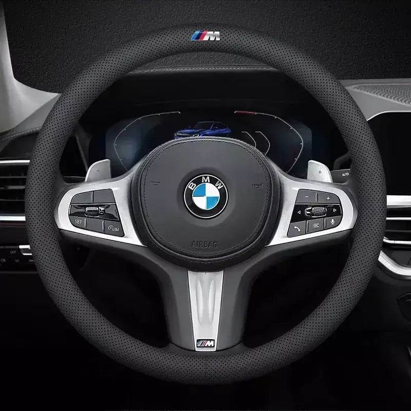 Para bmw m capa de volante do carro g20 f11 e87 f30 f10 x3 g01 x5 f40 f16 m3 x1 x7 1 3 5 7 série couro antiderrapante acessórios