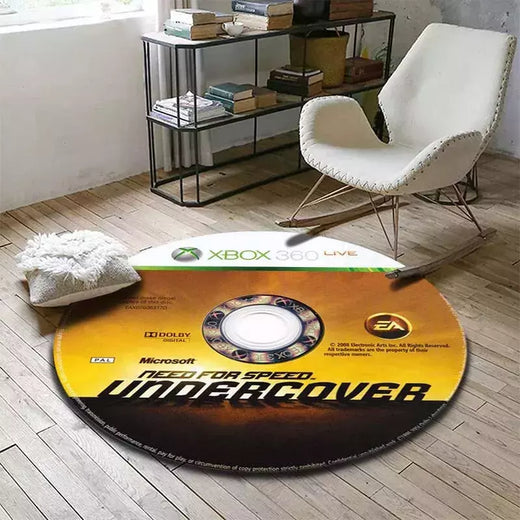 Rodada Anti-Slip Gamer Mat, Tapete preto CD CD, Tapete do banheiro, Decoração de casa, Tapete de cozinha, Sala, Presente para Menino