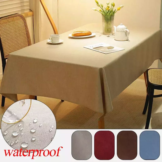 Tela resistente, moderna e simples e engrossada do linho do algodão do óleo impermeável da toalha de mesa de chá, cor sólida