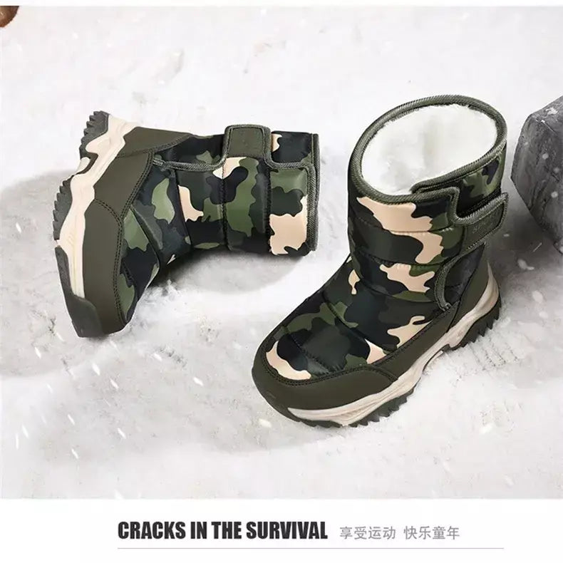 2023 inverno crianças sapatos de pelúcia tecido impermeável antiderrapante sapatos da menina sola de borracha botas de neve moda quente botas ao ar livre