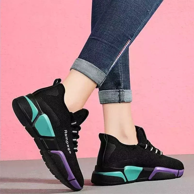 Sapatos esportivos respiráveis vulcanizados para mulheres, tênis casual de malha de jogging, sapatilhas femininas ao ar livre, 36-40 tênis