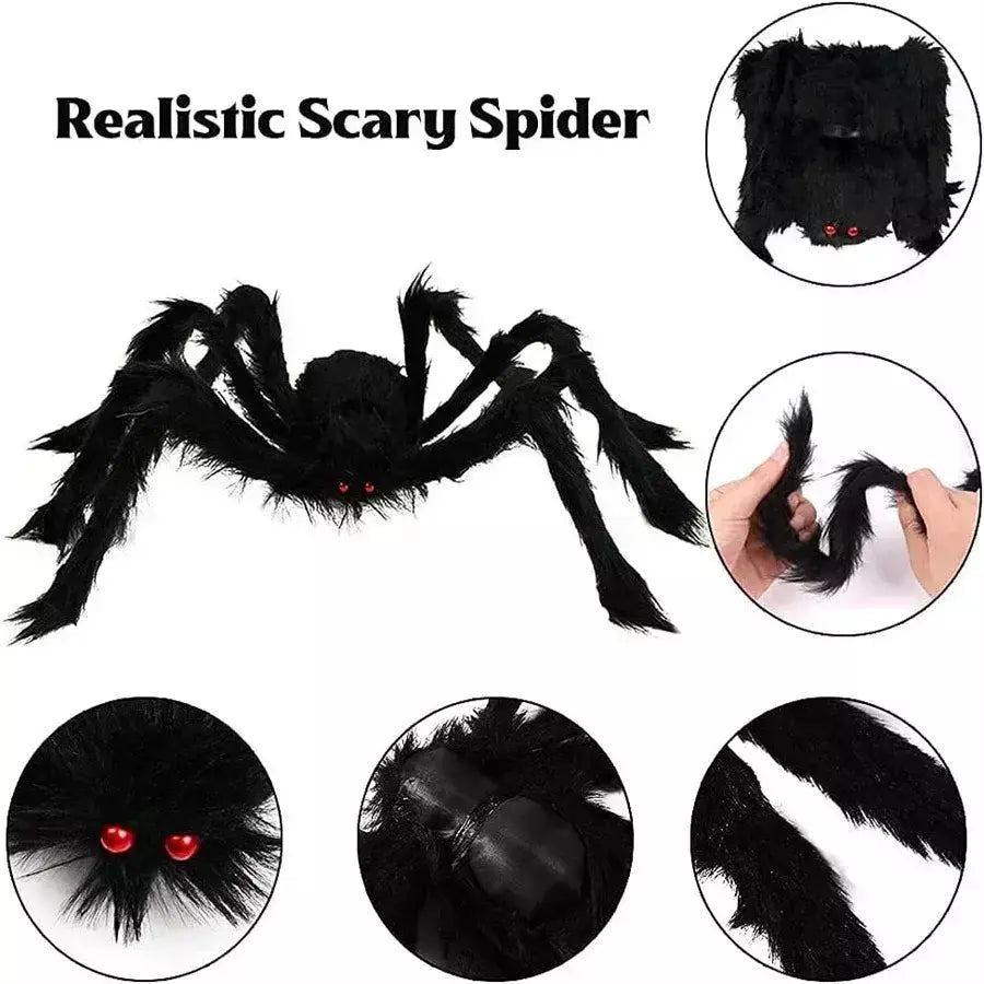 Halloween preto assustador aranha gigante enorme teia de aranha decoração de halloween para casa barra casa assombrada adereços férias decoração ao ar livre