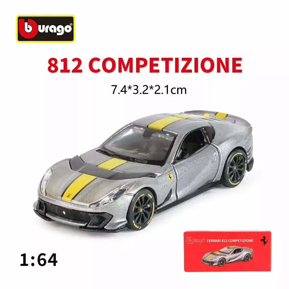 Coleção Ferrari Bburago 1:64 - modelos fundidos em liga LaFerrari 458 Enzo SF90, mini carros de simulação, conjunto de presente para adultos e crianças