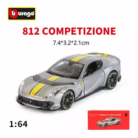 Coleção Ferrari Bburago 1:64 - modelos fundidos em liga LaFerrari 458 Enzo SF90, mini carros de simulação, conjunto de presente para adultos e crianças