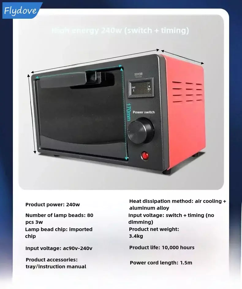 Caixa de cura uv forno de lâmpada ultravioleta 365nm 395nm 405nm led uv forno para resina uv tela flexível rápida manutenção do telefone móvel