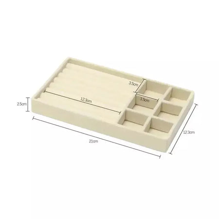 Atualizar caixa de armazenamento de jóias de veludo colar empilhável bandeja de exibição pulseira brinco organizadores diy artesanato gaveta caixa cinza