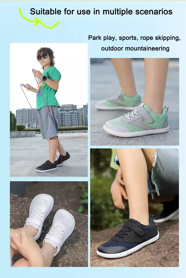 Novos meninos meninas tênis crianças largas sapatos descalços naturalmente spracam sapatos da criança pequena grande criança