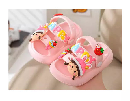 Sandálias infantis de desenhos animados antiderrapantes, sandálias de coelho bonito para bebês, sola macia para meninos, sapatos de praia infantil, verão