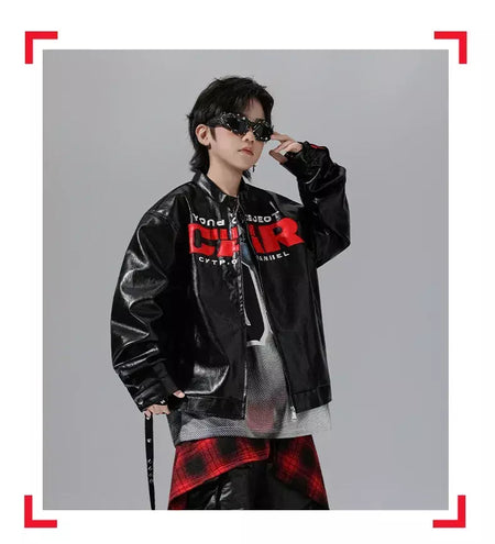 Meninos hio hop letras jaqueta de couro dança de rua calças de carga soltas meninas k-pop streetwear crianças conjunto de roupas jazz traje