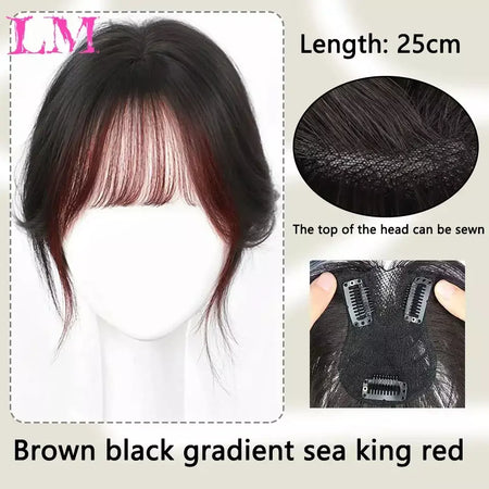 Lm fino 3d ar franja de cabelo em linha reta puro franja clipe em extensões de cabelo topper franja 3d invisível sem costura cabeça peruca de cabelo