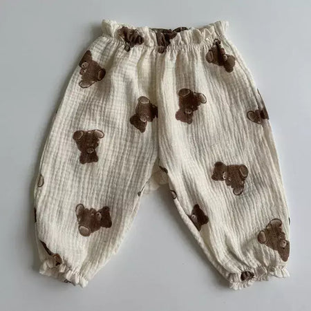 Calças de bebê de algodão orgânico recém-nascidos outono primavera verão inverno bonito impressão macia musselina roupas calças pantalons capris