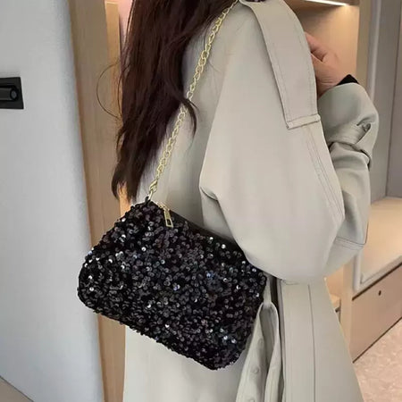 Lantejoulas crossbody saco de corrente simples ins cor sólida lantejoulas bolsa de ombro axilas bolsa de telefone noite sacos de embreagem bolsa