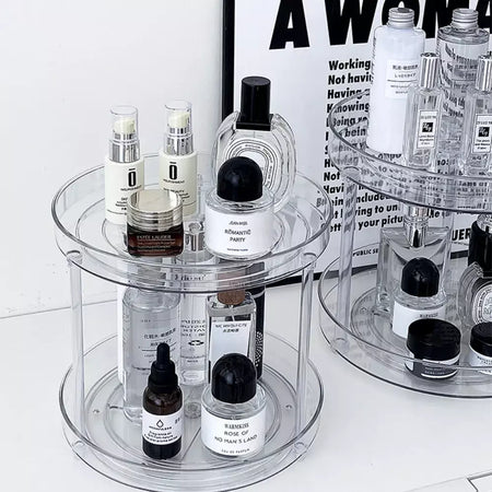 360 ° Rack giratório para cosméticos, prateleira para banheiro, grande capacidade, perfume, aromaterapia, cuidados com a pele, organizador de armazenamento de produtos
