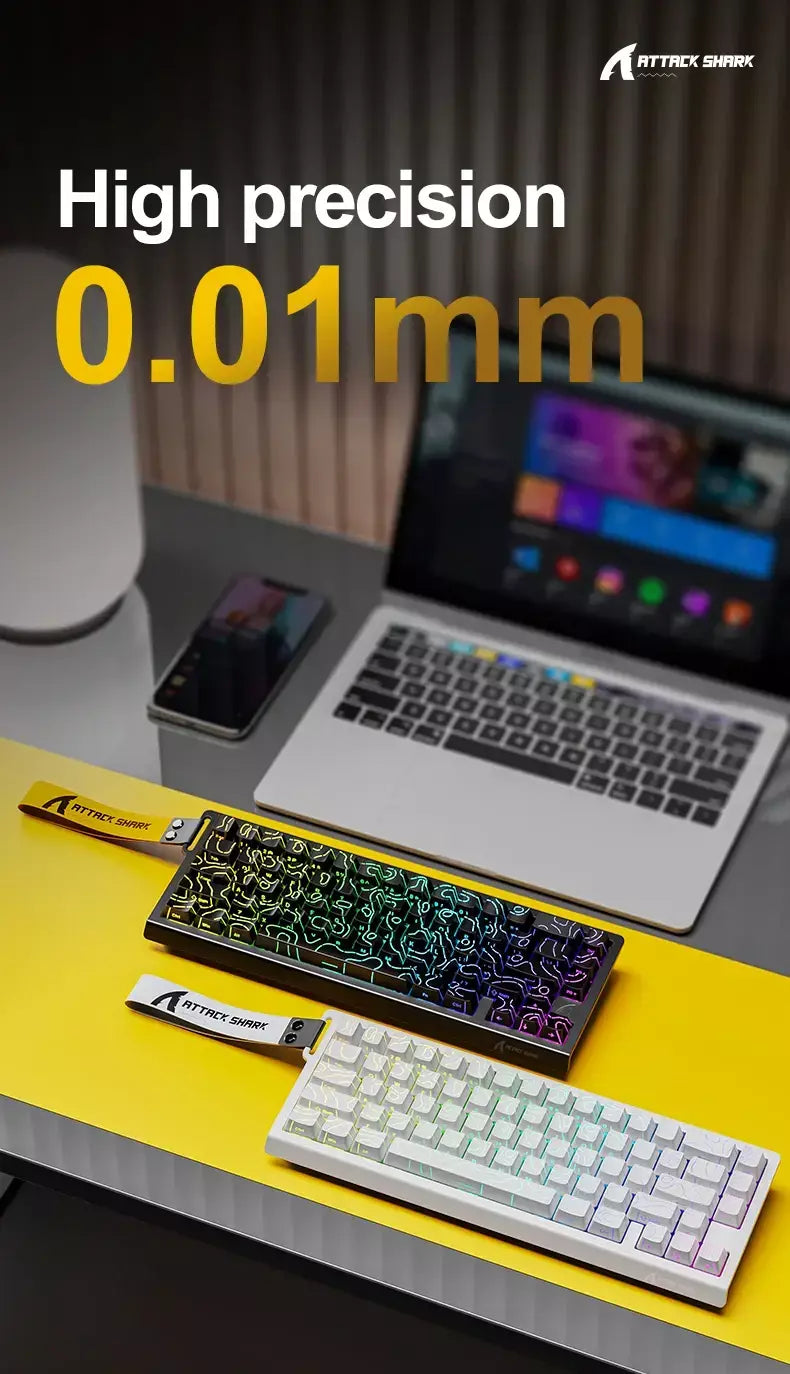 ATTACK SHARK X68HE Teclado Magnético Vermelho Com Fio Mecânico para Pro Gaming 0.01mm Trigg Rápido 8000Hz SOCD/Rs 0.125ms 128K Taxa