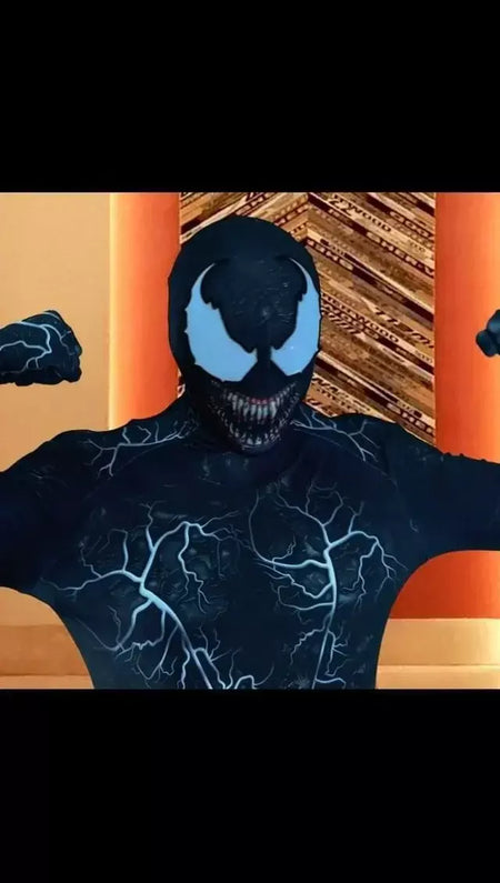 Novo halloween adultos veneno simbionte aranha cosplay traje bodysuit zentai segunda pele terno masculino festa macacão