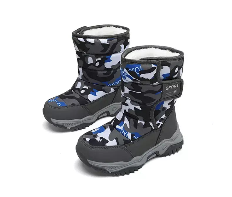 2023 inverno crianças sapatos de pelúcia tecido impermeável antiderrapante sapatos da menina sola de borracha botas de neve moda quente botas ao ar livre