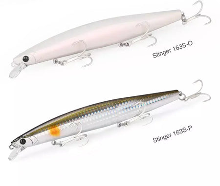 TSURIKNOYA-STINGER 163S-Ultra Long Casting Saltwater Sinking Minnow, Iscas de Pesca, Iscas Artificiais Duras para Robalo, 163mm, 34.2g