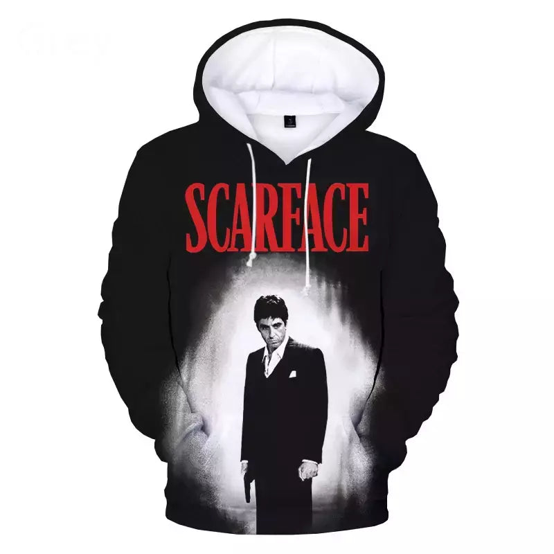 Scarface-Homens e Mulheres 3D Impresso Hoodies Filme, Moletom Moda, Harajuku Streetwear, Hoodie de grandes dimensões, Pullover, Tony Montana, Novo