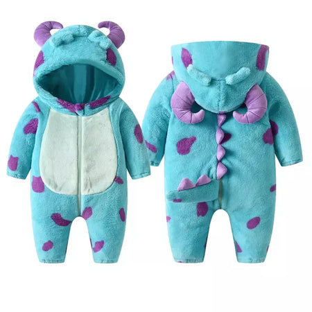 2023-07-25 Lioraitiin 0-3years infantil bebê menino menina macacão de lã chifre com capuz quente engrossar inverno macacão outwear snowsuit