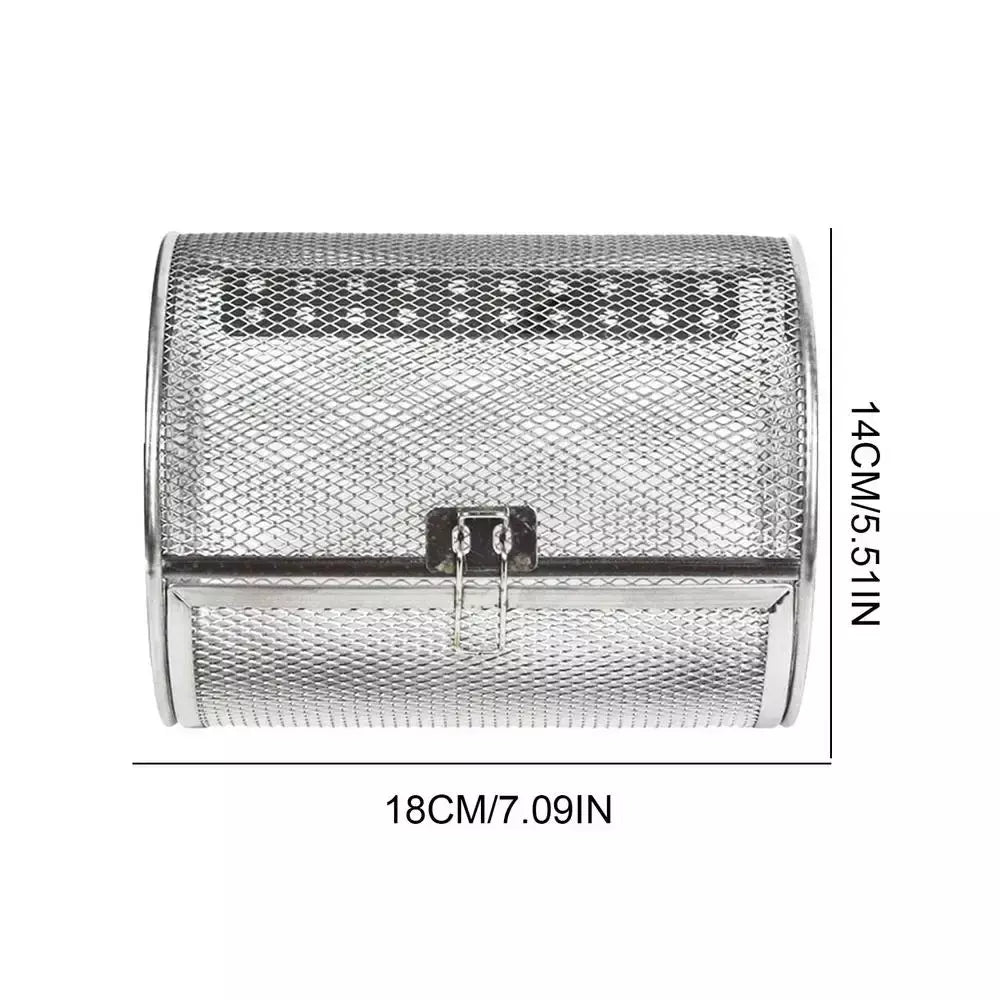 Forno de aço inoxidável rotativo redondo grill gaiola nozes grãos café cesta cozimento para churrasco fritadeira ar rotisserie acessórios