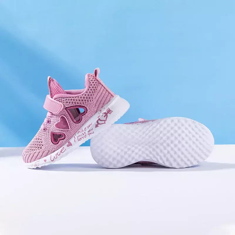 Meninas sapatos casuais luz malha tênis crianças verão primavera outono tenis bonito esporte dos desenhos animados feminino correndo meia calçado