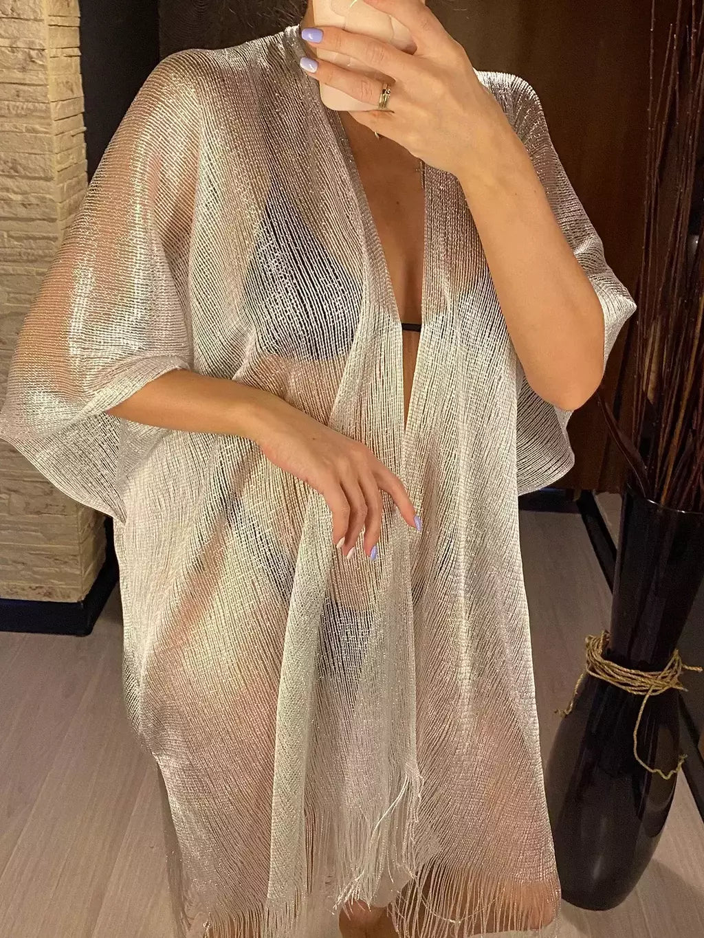 Moda borla ouro bikini cobrir sexy vestido de praia túnicas para mulheres beachwear verão cover-ups kaftan vestido de noite xales