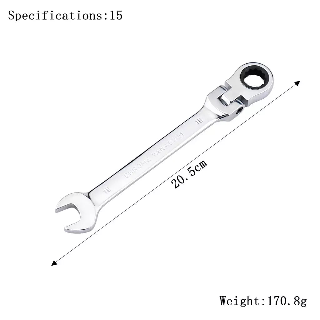 Chave de catraca de chaves, conjunto de ferramentas manuais, catraca de 72 dentes, cabeça flexível, acabamento espelhado, 6mm-27mm, reparo automático e doméstico, 1 peça