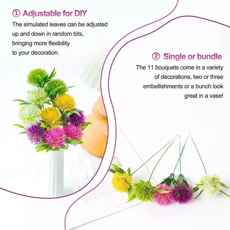 3/5/10 pçs 26cm plantas artificiais buquê de dandelion para casa decoração do quarto jardim casamento flores falsas vaso ornamental