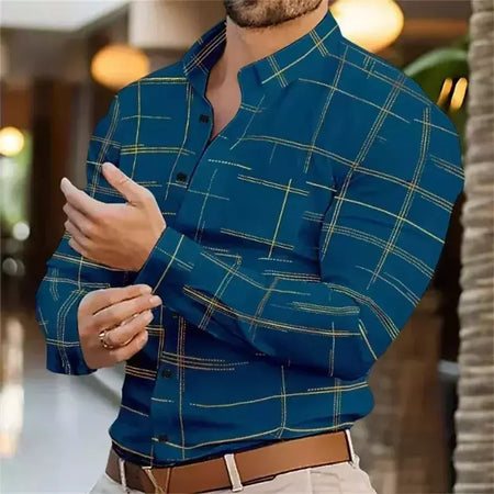 Camisa casual padrão meteoro de colarinho de botão masculino, macio e confortável blusa esportiva, tamanho XS-6XL, moda, novo