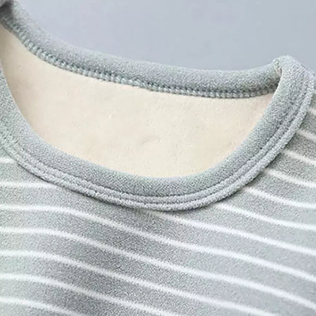 Conjuntos de pijama listrado forrado de pelúcia para crianças, aconchegante, caloroso, projetado para outono e inverno, homewear, adequado para crianças, uso diário e sono