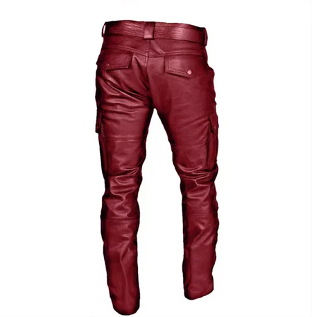 Novos Homens Calças De Couro Preto/Vermelho/Marrom Moda Masculina Dança Festa Calças Casuais Tamanho Grande 5XL