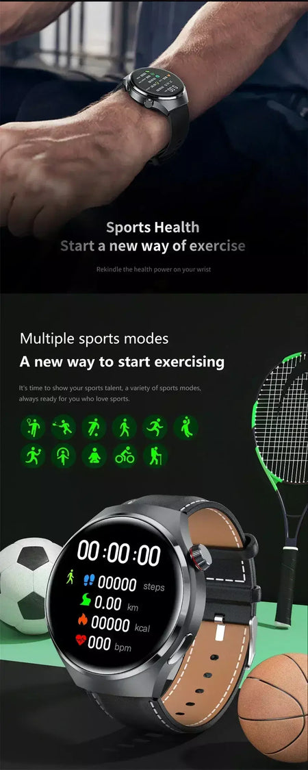Xiaomi para pro relógio inteligente masculino 4 pro amoled tela hd bluetooth chamada gps nfc freqüência cardíaca açúcar no sangue smartwatch 2024 novo