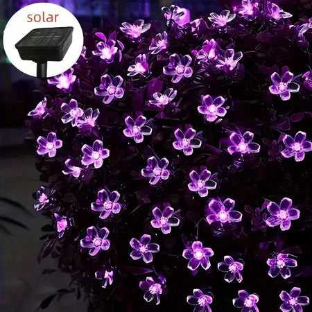 Led solar luzes da corda flor de cerejeira guirlanda luzes ao ar livre solar jardim pátio decoração luzes natal festa de casamento decoração