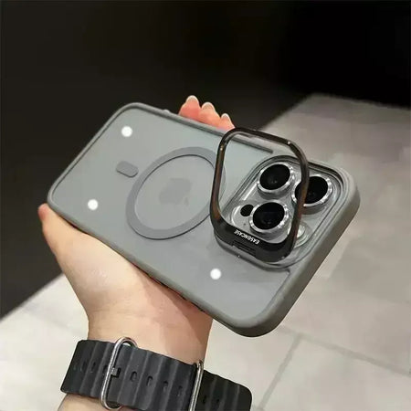 Magsafe suporte de proteção de lente magnética capa de telefone para iphone 17 12 13 14 15 16 pro max câmera vidro transparente anel de metal capa