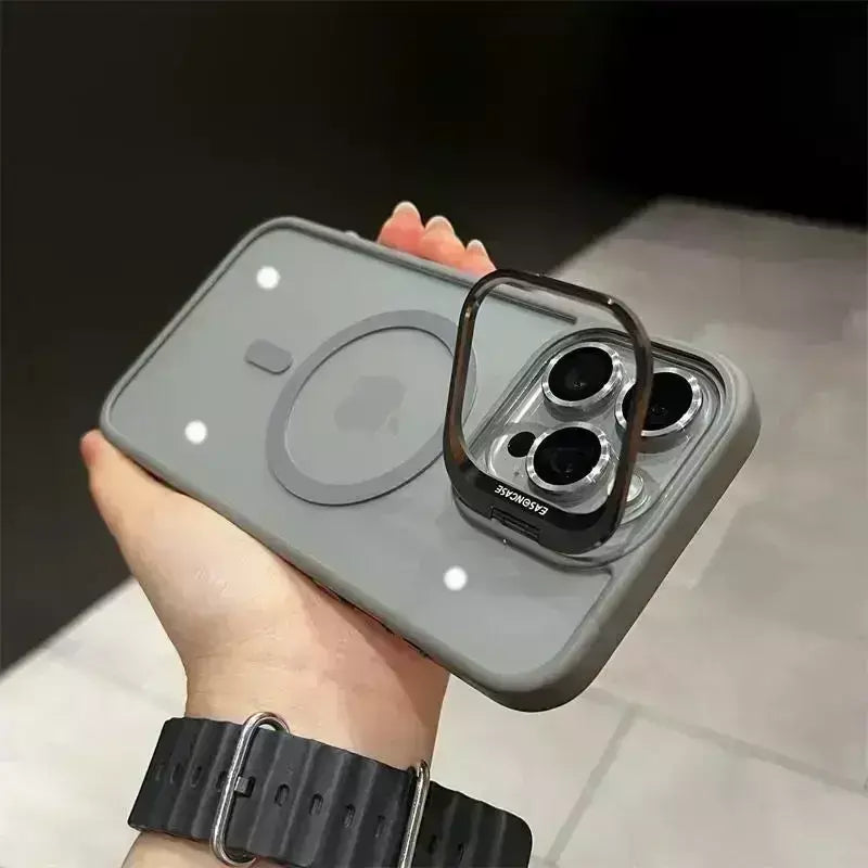 Magsafe suporte de proteção de lente magnética capa de telefone para iphone 17 12 13 14 15 16 pro max câmera vidro transparente anel de metal capa