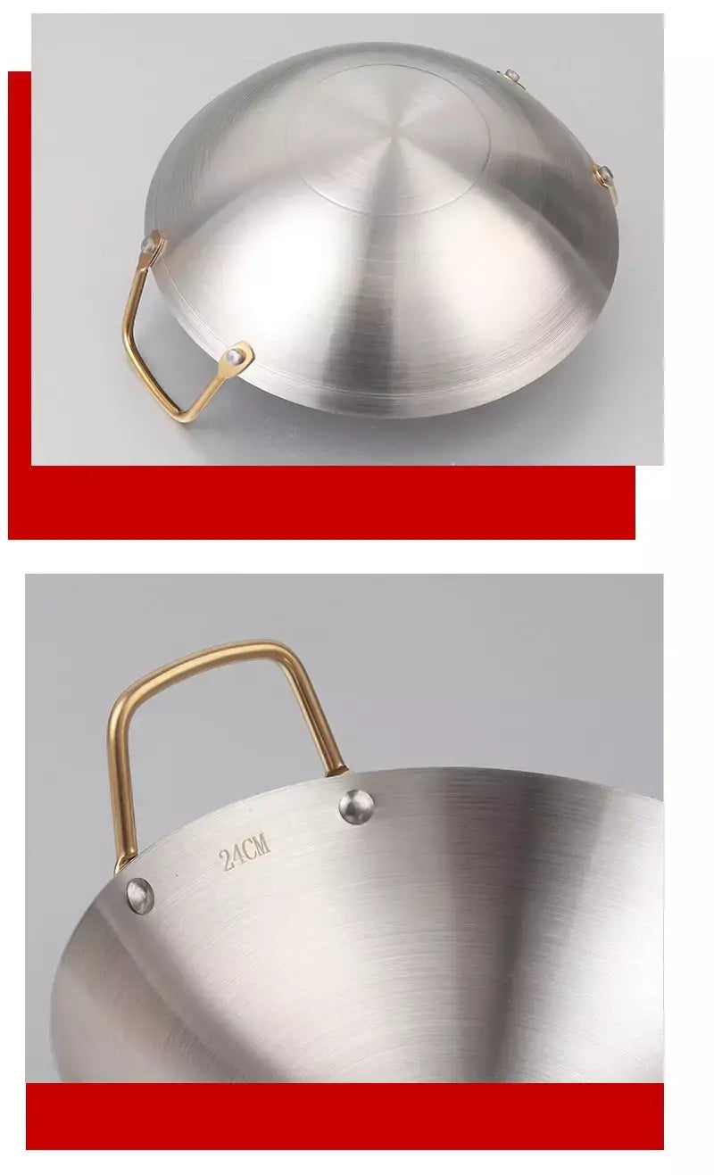 Panela Seca De Aço Inoxidável Espessada, Panela Antiaderente Doméstica, Fornalha De Álcool De Orelha Dourada, Hotpot Pequeno