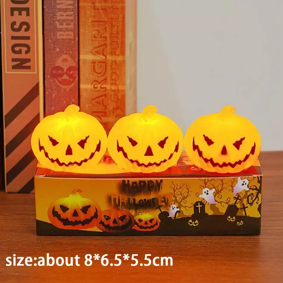 Lanterna de abóbora luz de vela halloween crânio fantasma rosto lâmpada crianças presente para o quarto jardim festa decoração atmosfera luz
