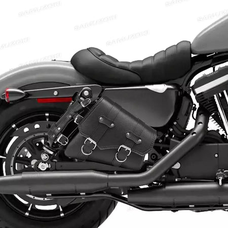 Bolsa de selim lateral de couro pu para motocicleta, adequada para harley sportster xl 883 1200 chopper cruiser cafe racer softail bobber