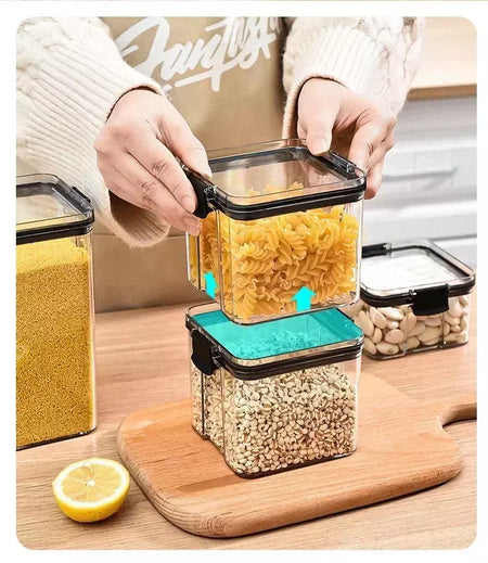 Conjuntos de cozinha empilháveis selados, 460-1800ml, caixa de plástico para armazenamento de alimentos, garrafa multigrãos, frutas secas, chá, recipientes de armazenamento