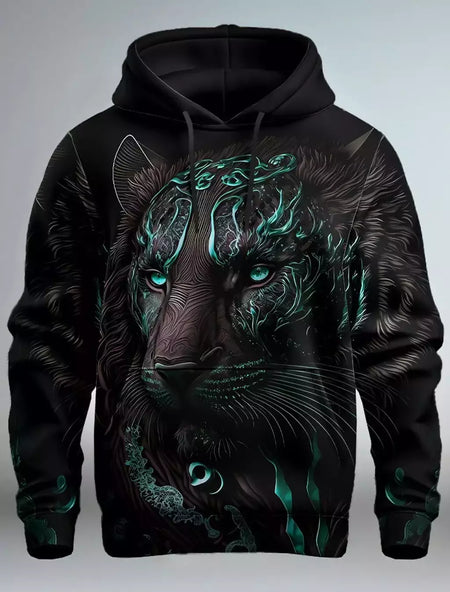 Capuz de manga comprida masculino, moletom com capuz, impressão 3D, bolso frontal, streetwear, moda primavera, novo
