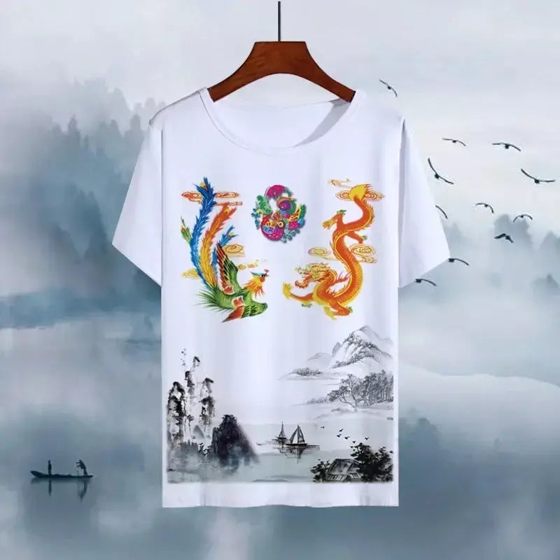 2025 china animal impressão 3d doze constelações dragão e tigre lavagem pintura adulto topo tinta do zodíaco camiseta edição mais recente